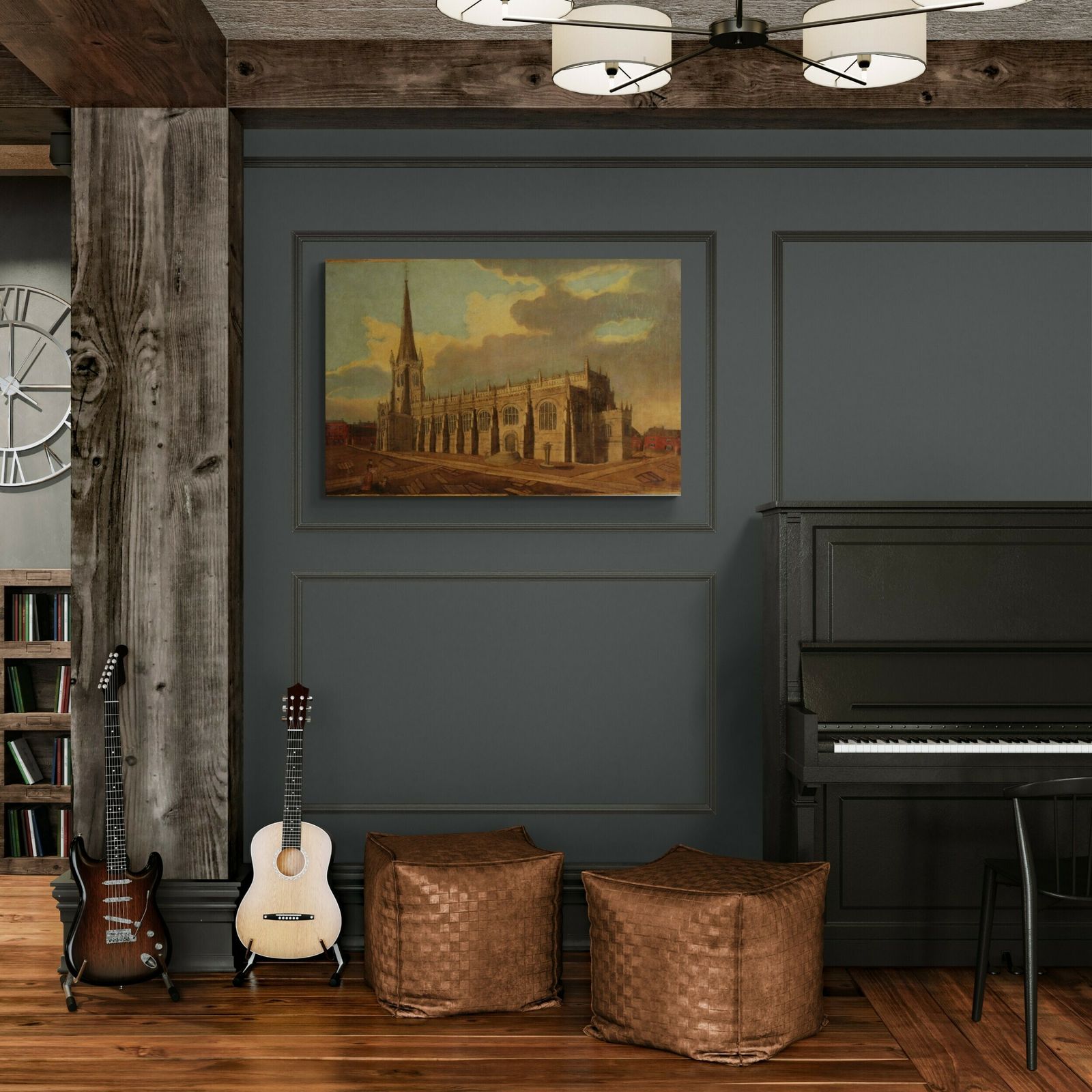 photo for sale Wakefield Cathedral, Yorkshire – Original Oil Painting Attributed To John Cawthorn