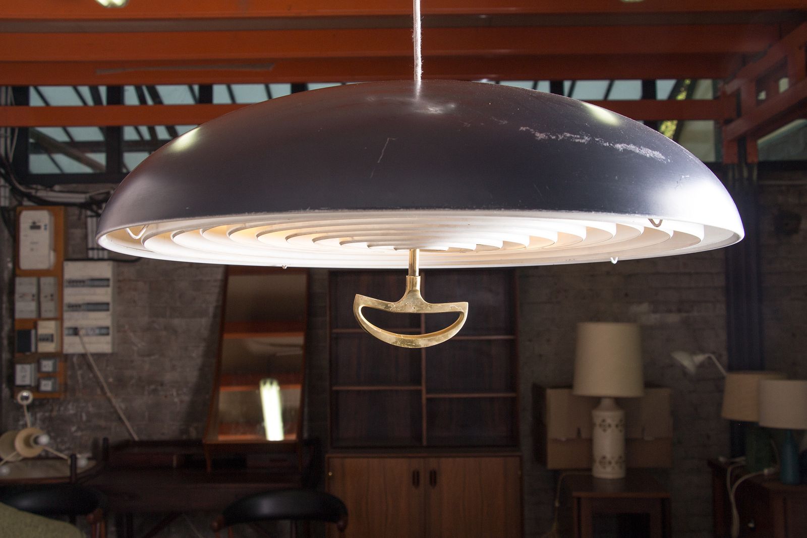 photo for sale Grand luminaire suspendu danois en métal, modèle California, par Vilhem Wohlert & Jorgen Bo pour Poulsen, 1960
