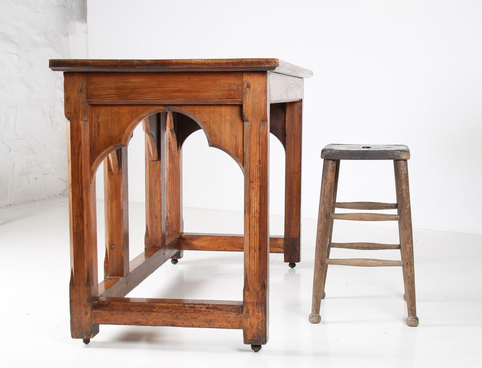 Large Victorian Ecclesiastical Gothic Revival Serving Table, Workstation Desk Or Countertop photo 1385.0