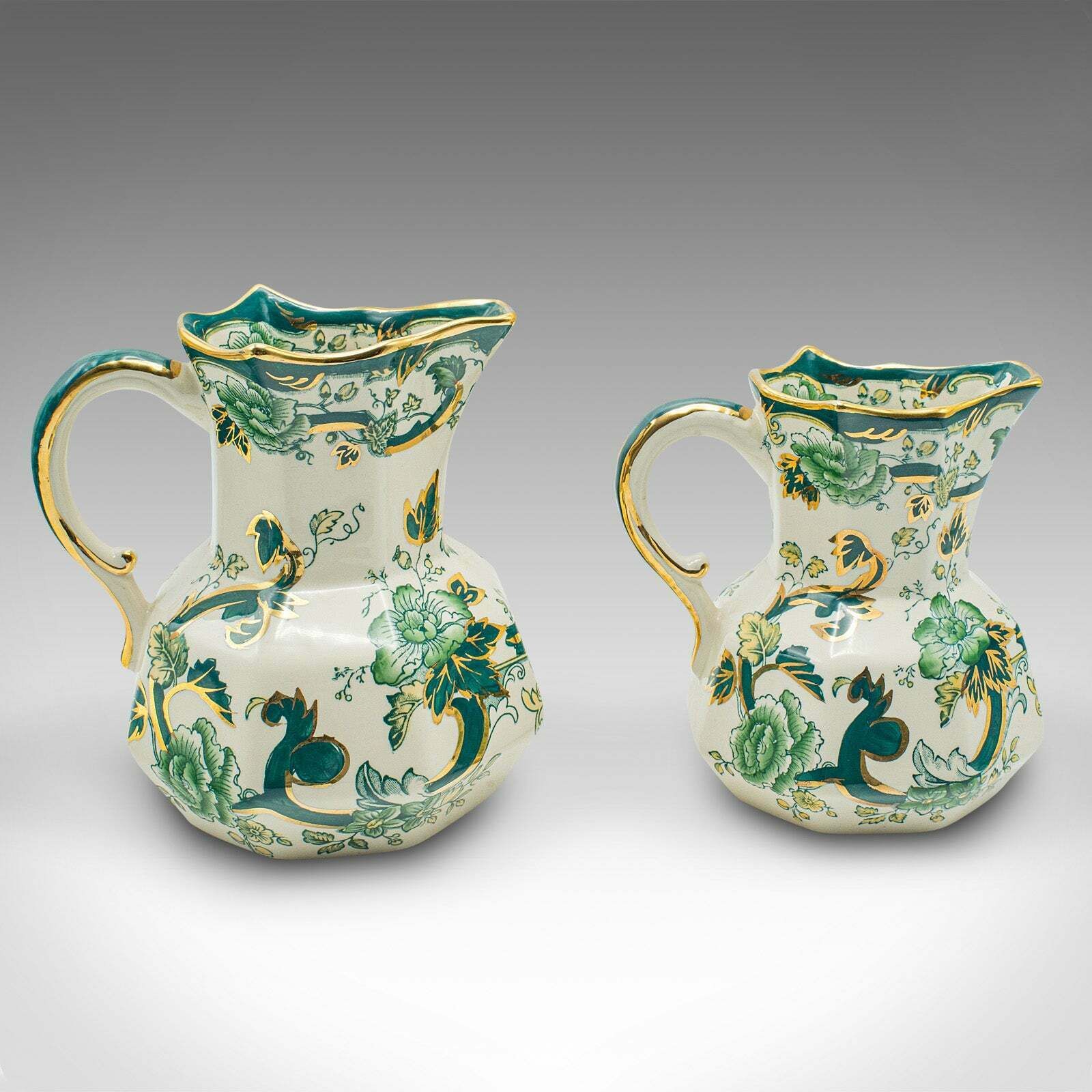 Antique Set Of Table Pouring Jugs, English, Ceramic, Gravy, Sauce, Cream, C.1920 photo for sale