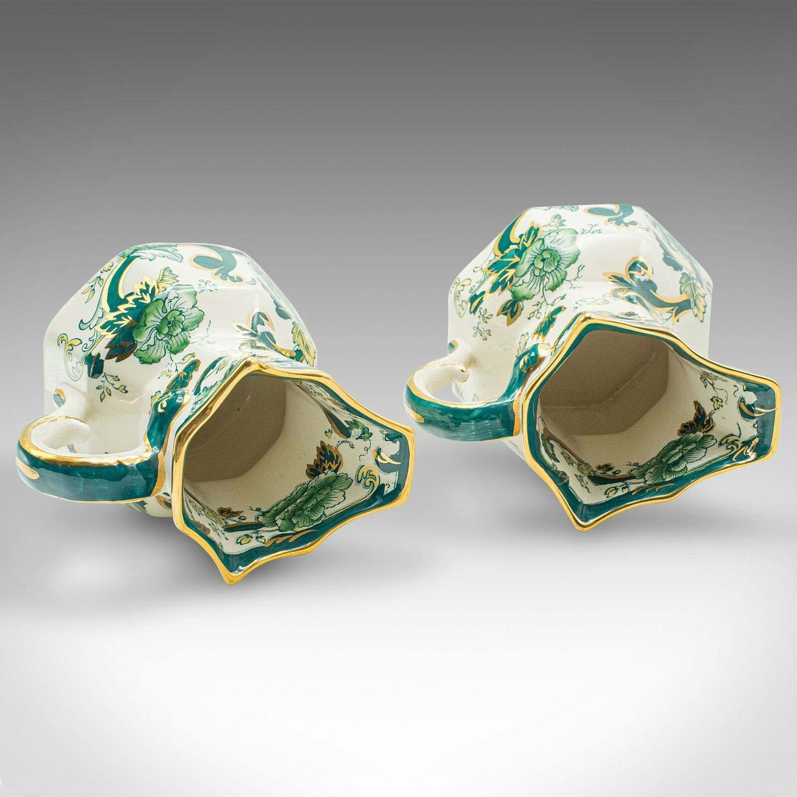 Antique Set Of Table Pouring Jugs, English, Ceramic, Gravy, Sauce, Cream, C.1920 photo vintage