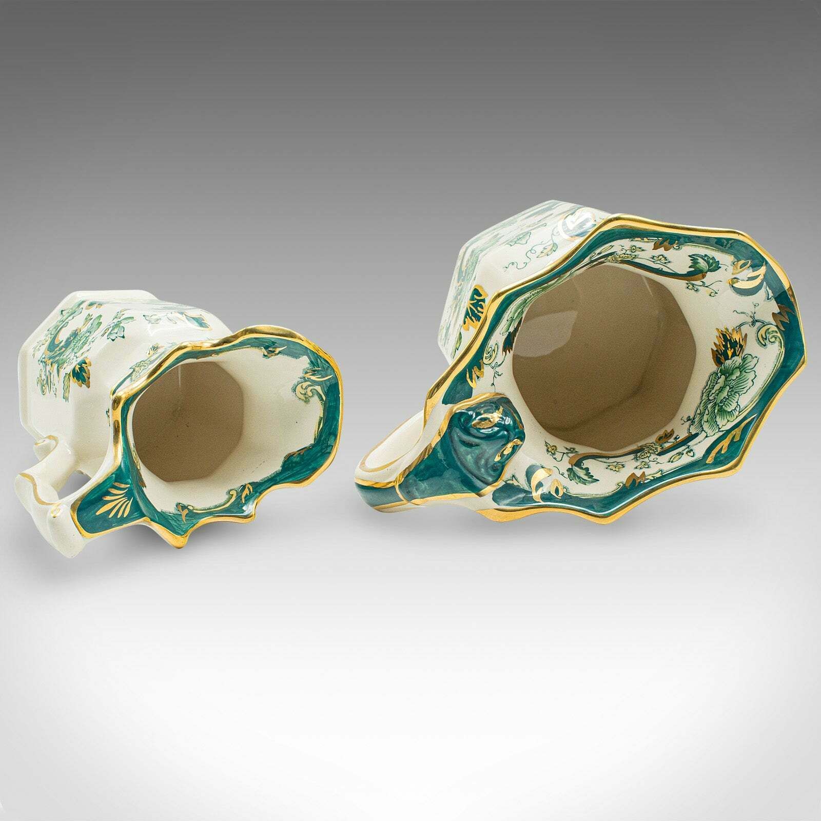 photo furniture Antique Set Of Table Pouring Jugs, English, Ceramic, Gravy, Sauce, Cream, C.1920