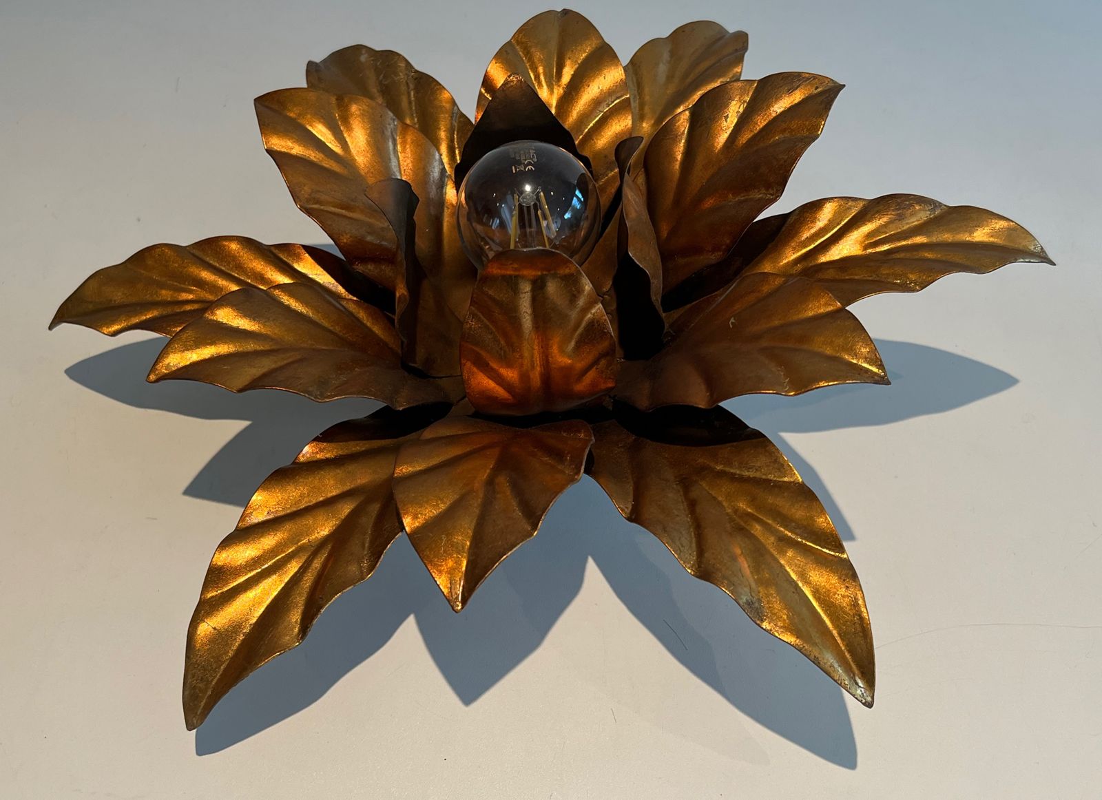 Flower Wall Lamp In Gold Metal In The Style Of Maison Jansen photo Lighting