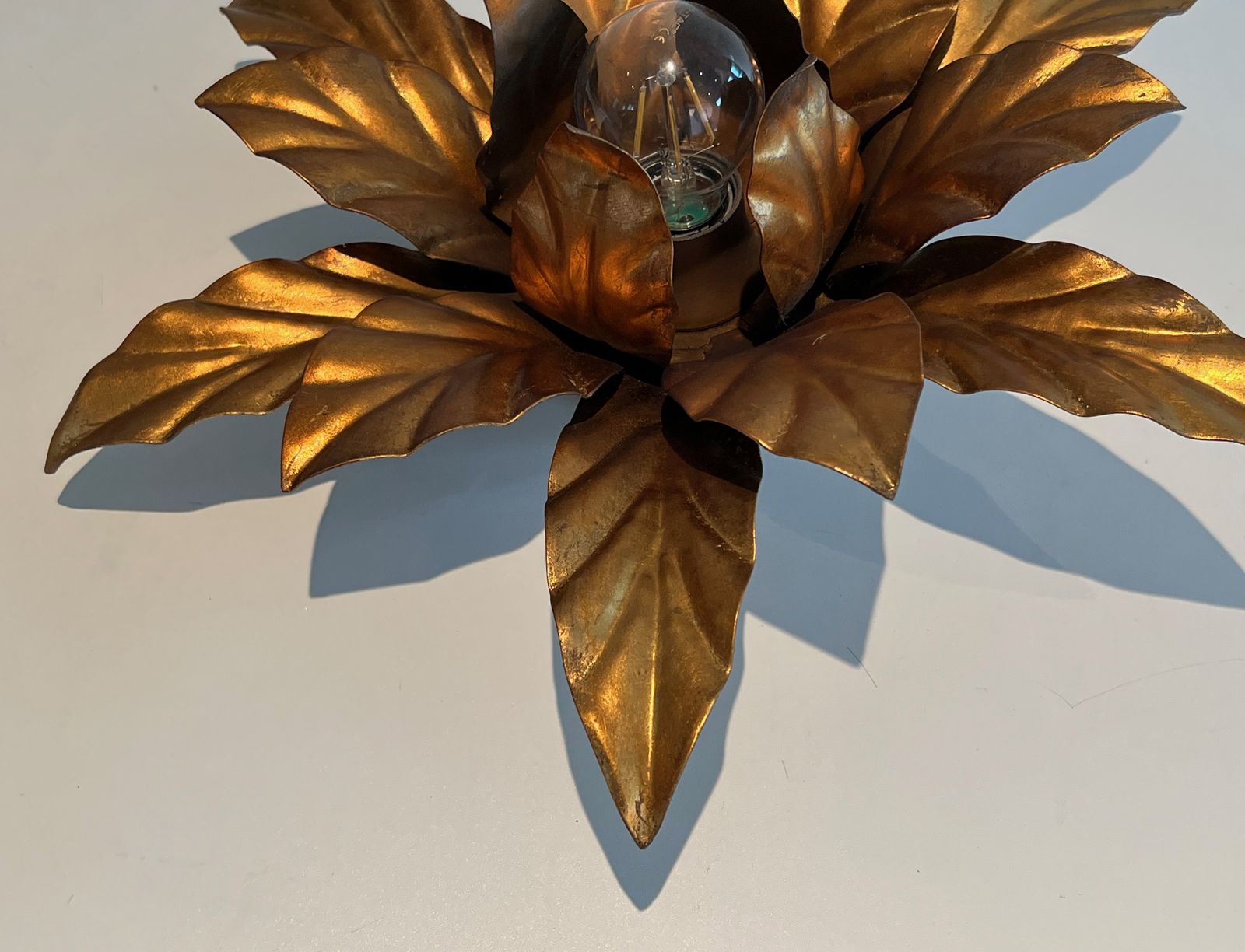 Lighting Flower Wall Lamp In Gold Metal In The Style Of Maison Jansen photo