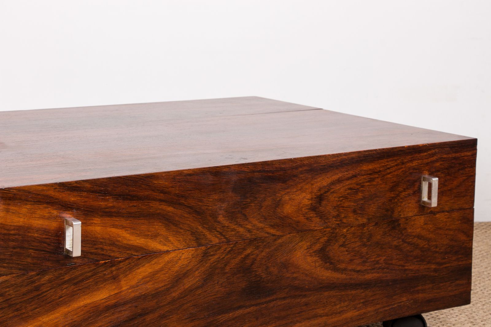 Danish Rosewood Rolling Coffee Table, Chest, 1960s. photo vinterior