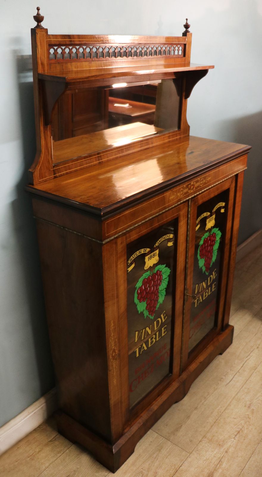 A Lovely Late Victorian Walnut Veneered And Inlaid Display Cabinet. photo for sale