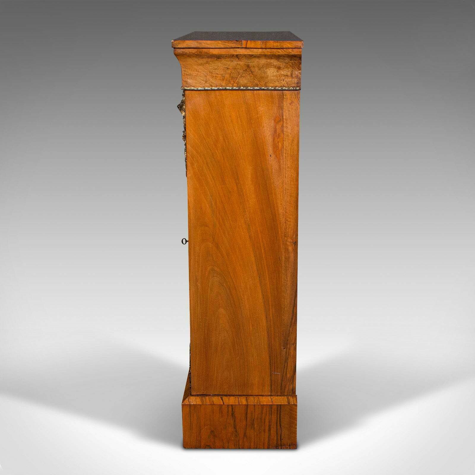 Antique Pier Cabinet, English Walnut, Glazed Bookcase, Display Cupboard, Regency photo 1495.0