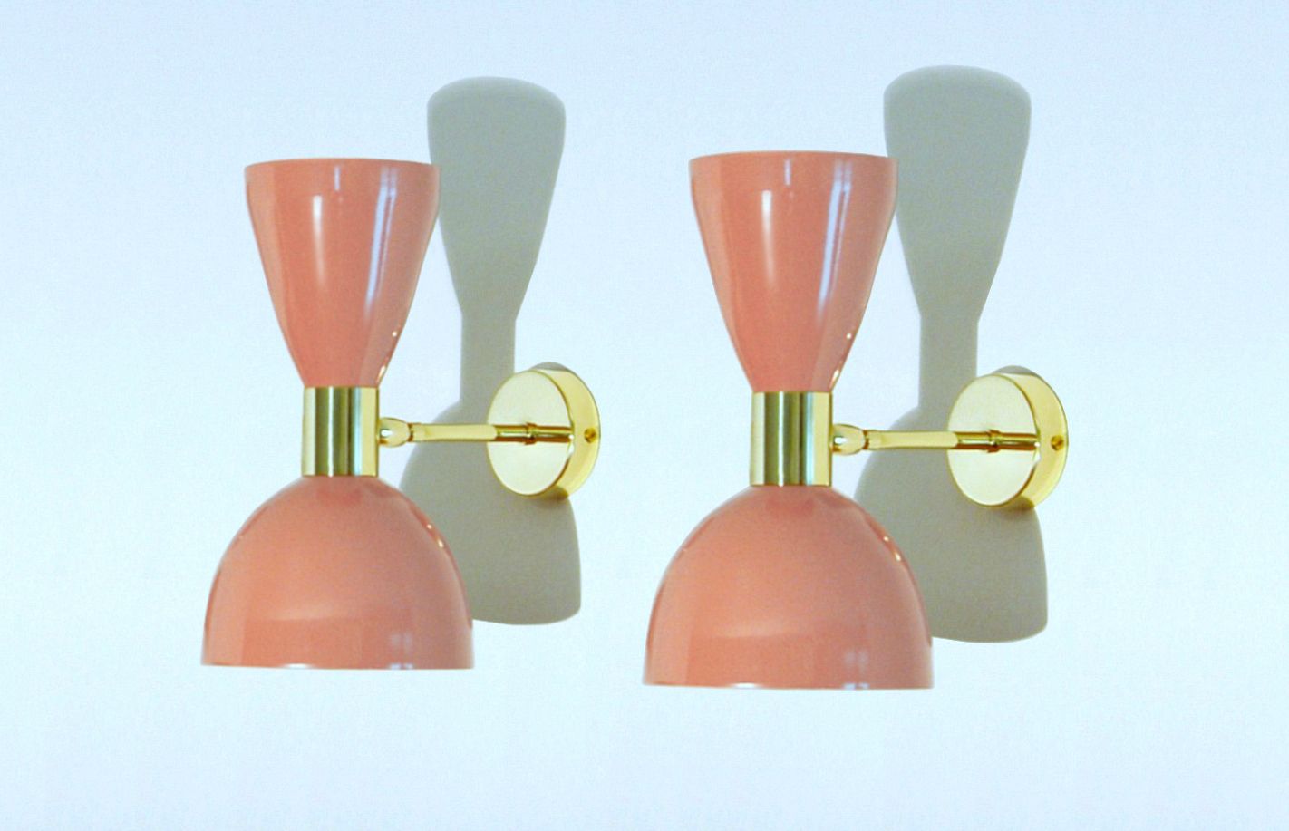 Pair Of Wall Lamp Metal And Brass / Pink Color Style '50 photo buy