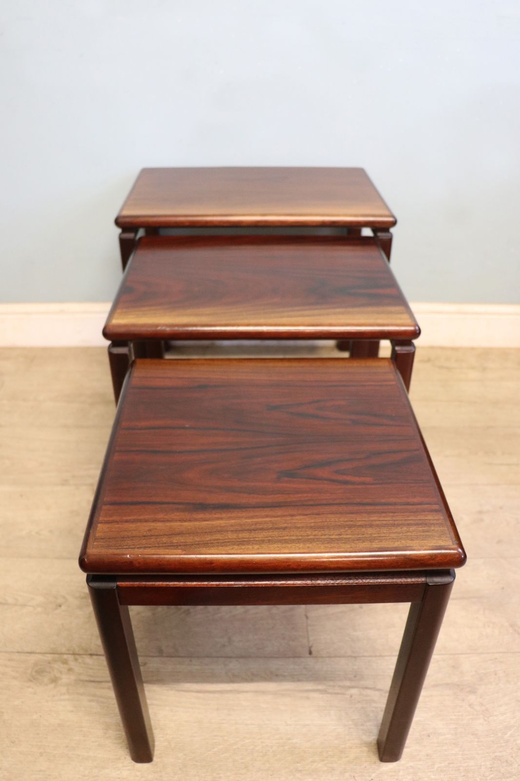 An Absolutely Lovely Nest Of Scandinavian Hardwood Veneered Nest Of Occasional Tables. photo furniture