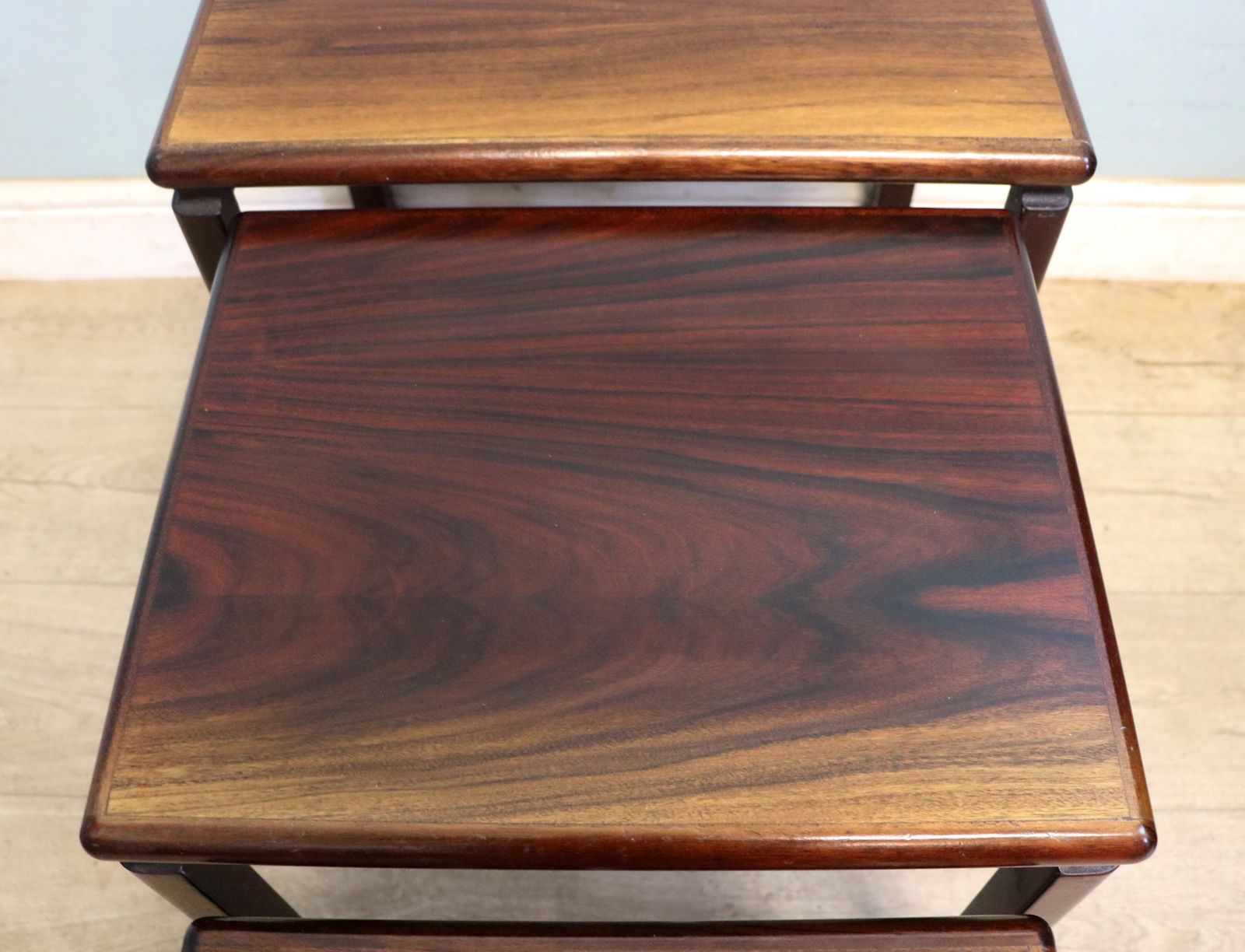An Absolutely Lovely Nest Of Scandinavian Hardwood Veneered Nest Of Occasional Tables. photo vinterior