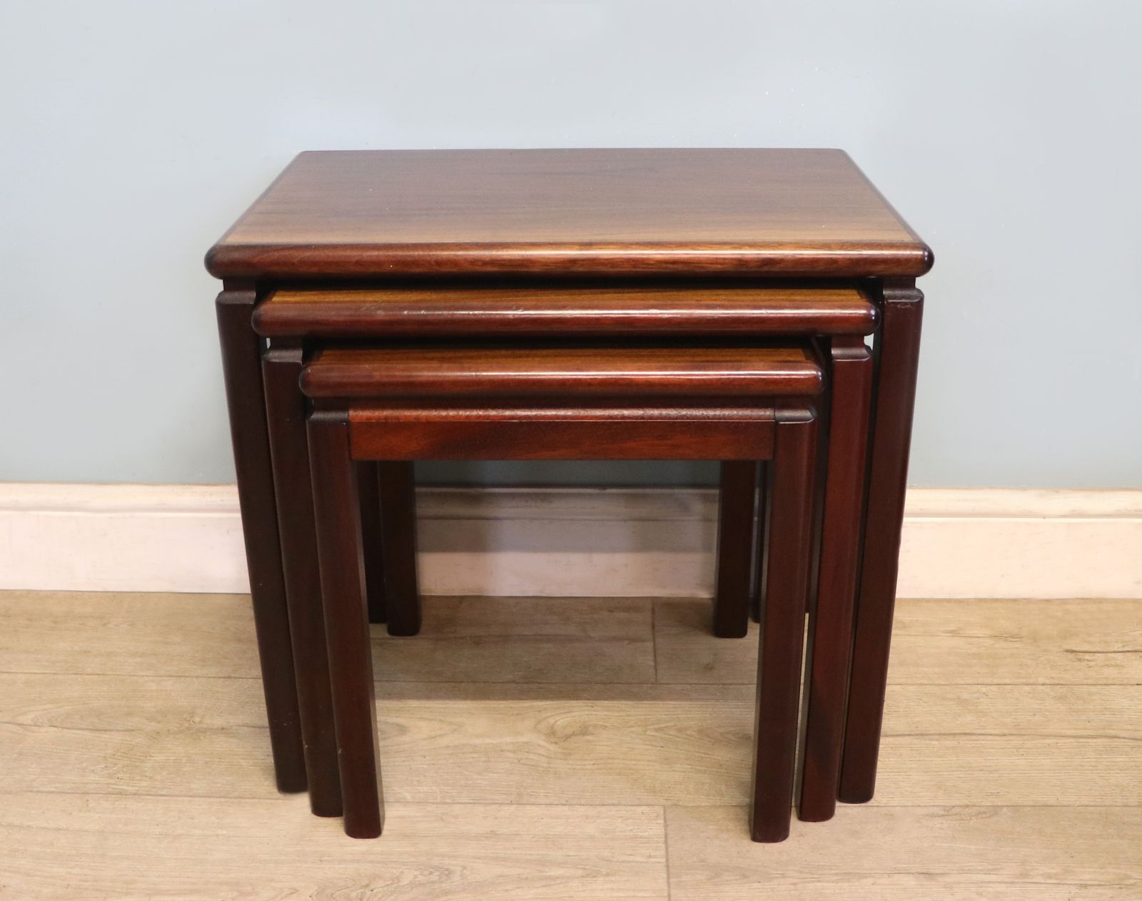photo furniture An Absolutely Lovely Nest Of Scandinavian Hardwood Veneered Nest Of Occasional Tables.