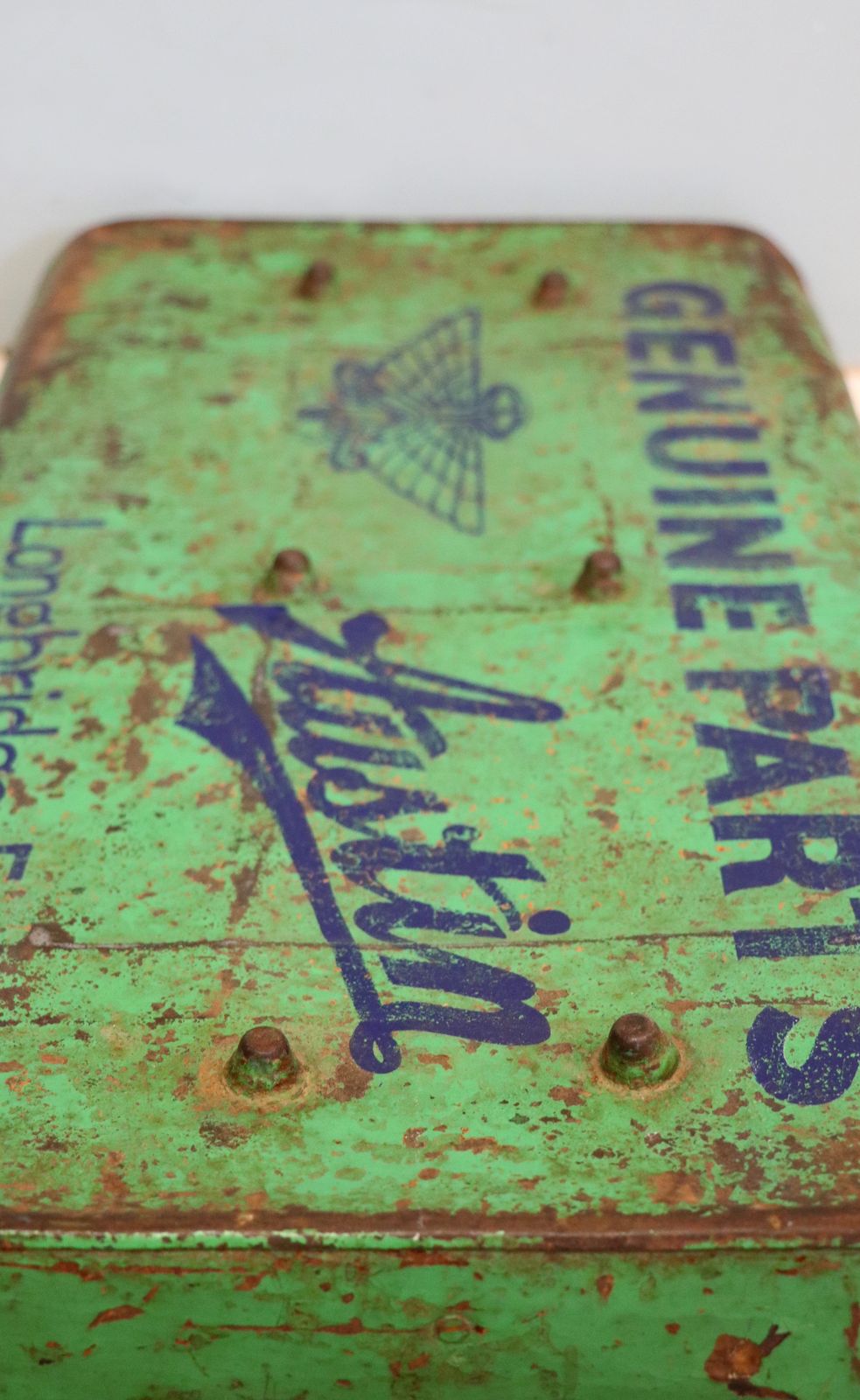 photo furniture A Lovely Vintage Metal Trunk That Has Been Hand Sign Written With The Emblem For Austin Cars.