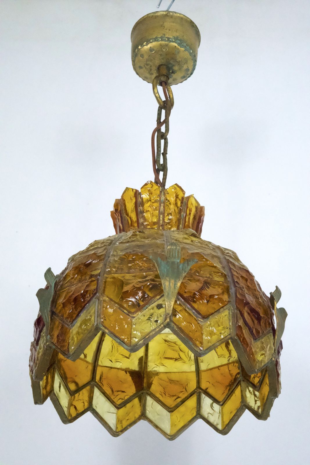Brutalist Hammered Glass Chandelier By Longobard, Italy, 1970s photo furniture
