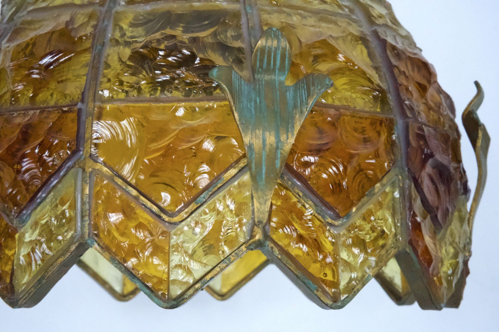 Brutalist Hammered Glass Chandelier By Longobard, Italy, 1970s photo buy