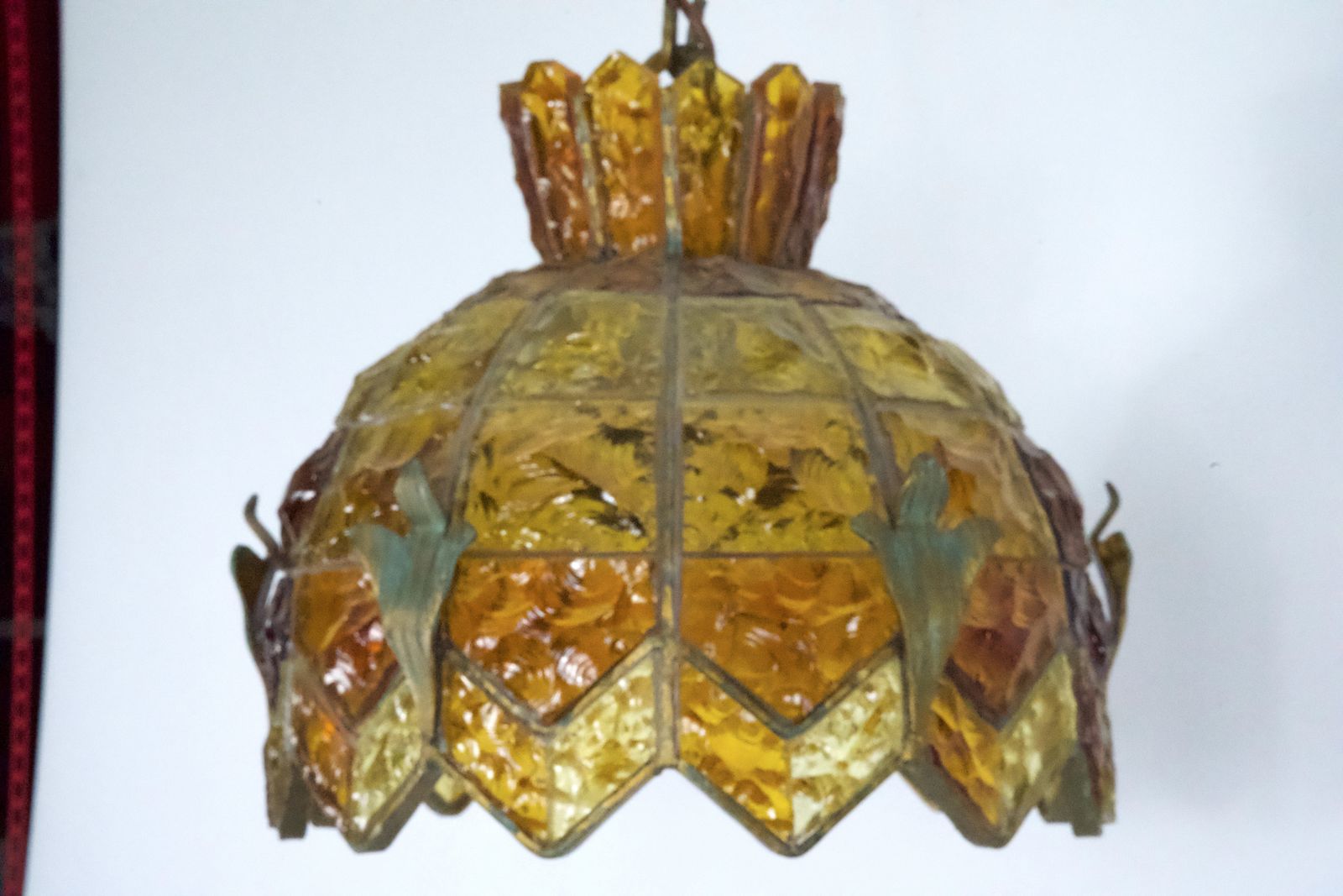photo furniture Brutalist Hammered Glass Chandelier By Longobard, Italy, 1970s