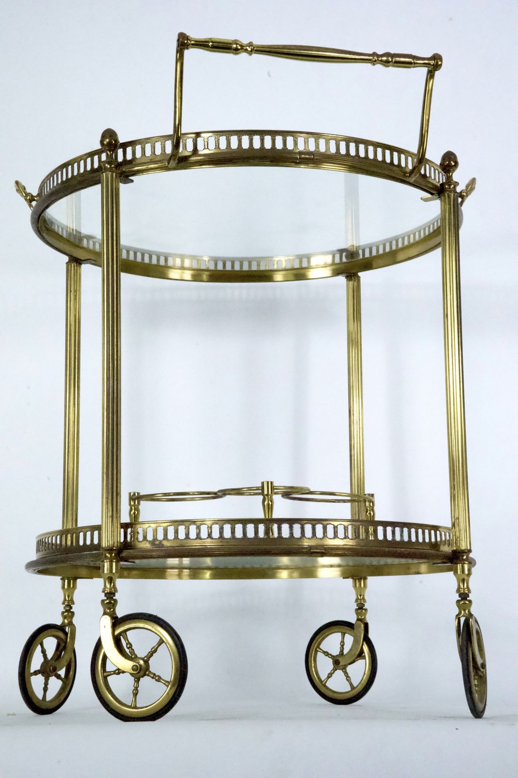 Furniture Mid Century Modern Brass And Glass Bar Cart By Cesare Lacca, Italy, 1950s. photo