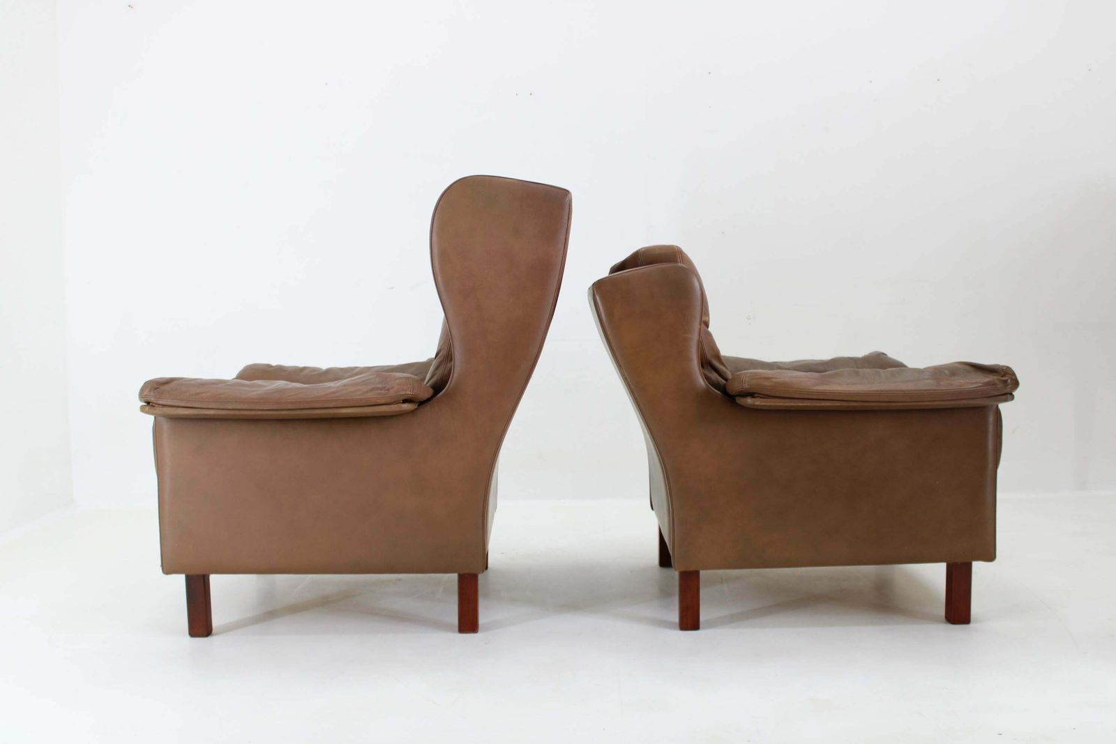 1970s Pair Of Brown Leather Armchairs, Denmark photo 767.0