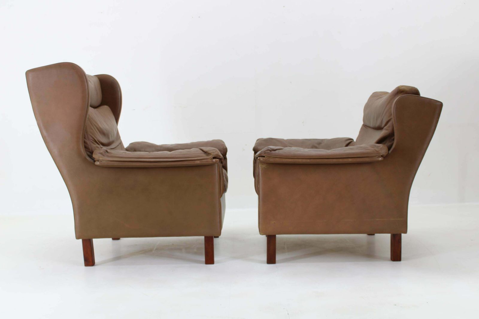 1970s Pair Of Brown Leather Armchairs, Denmark photo buy