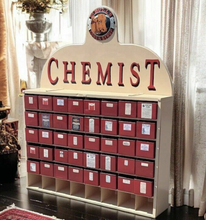 photo for sale Large Chemists Bank Of Drawers, Lots Of Storage. 40 Deep Metal Drawers