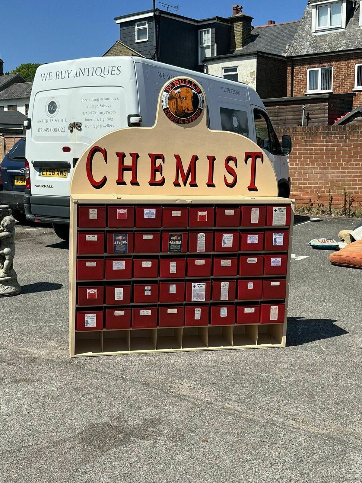 Furniture Large Chemists Bank Of Drawers, Lots Of Storage. 40 Deep Metal Drawers photo