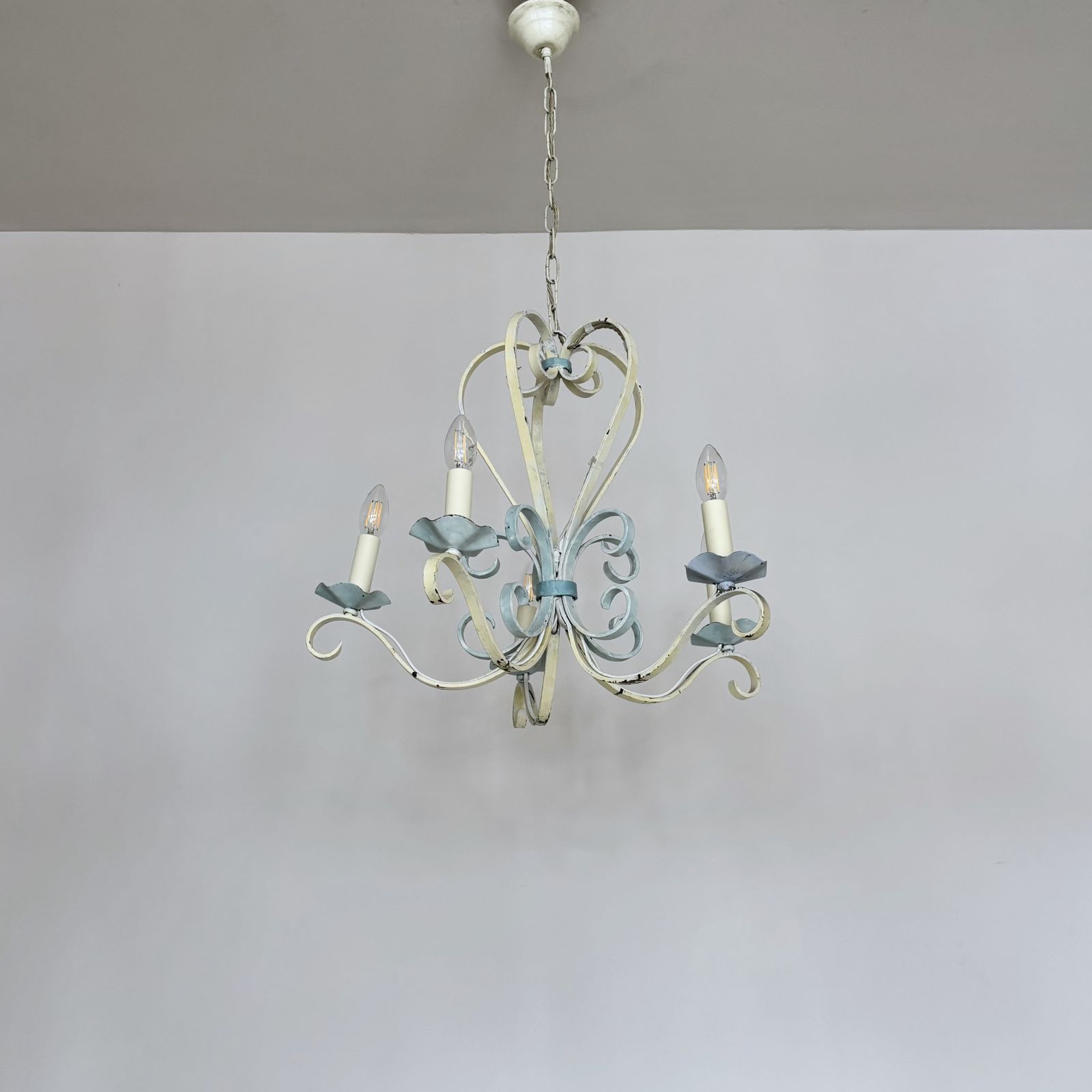 Painted Wrought Iron Chandelier photo furniture