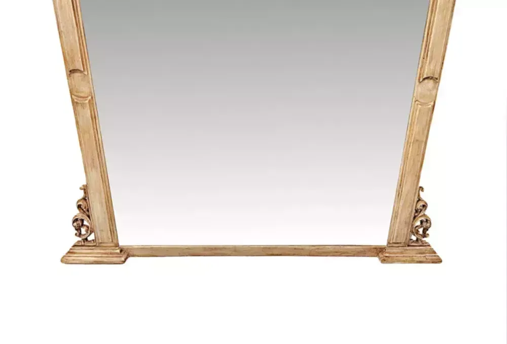 A Fabulous And Unusual Large 19th Century Overmantel Mirror With Distressed Painted Finish photo Home Decor
