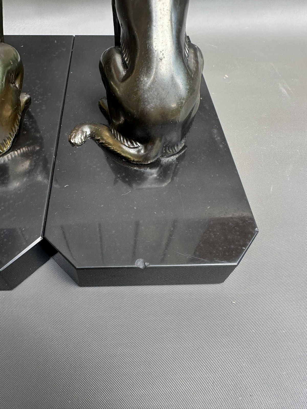 photo for sale French Art Deco Pair Of Bookends Book Ends   Dog German Shepherd Marble   1930's   Modern Home Deco