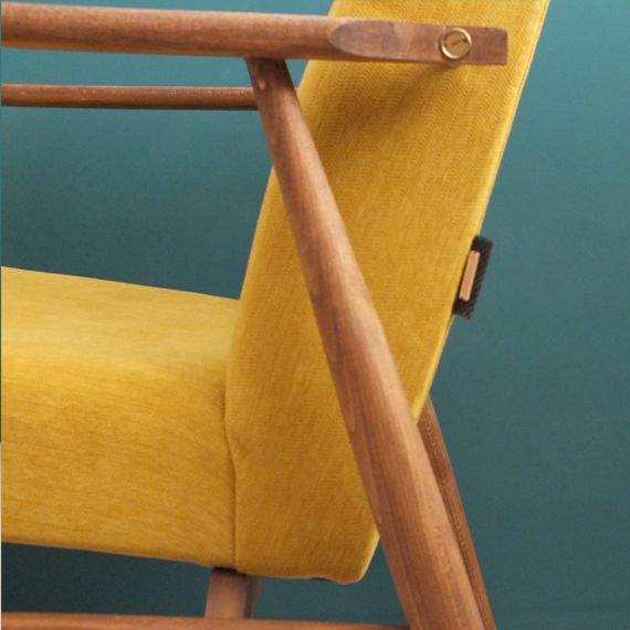 Pair Of Vintage Armchair Form Mid Century, Mustard, Restored photo buy