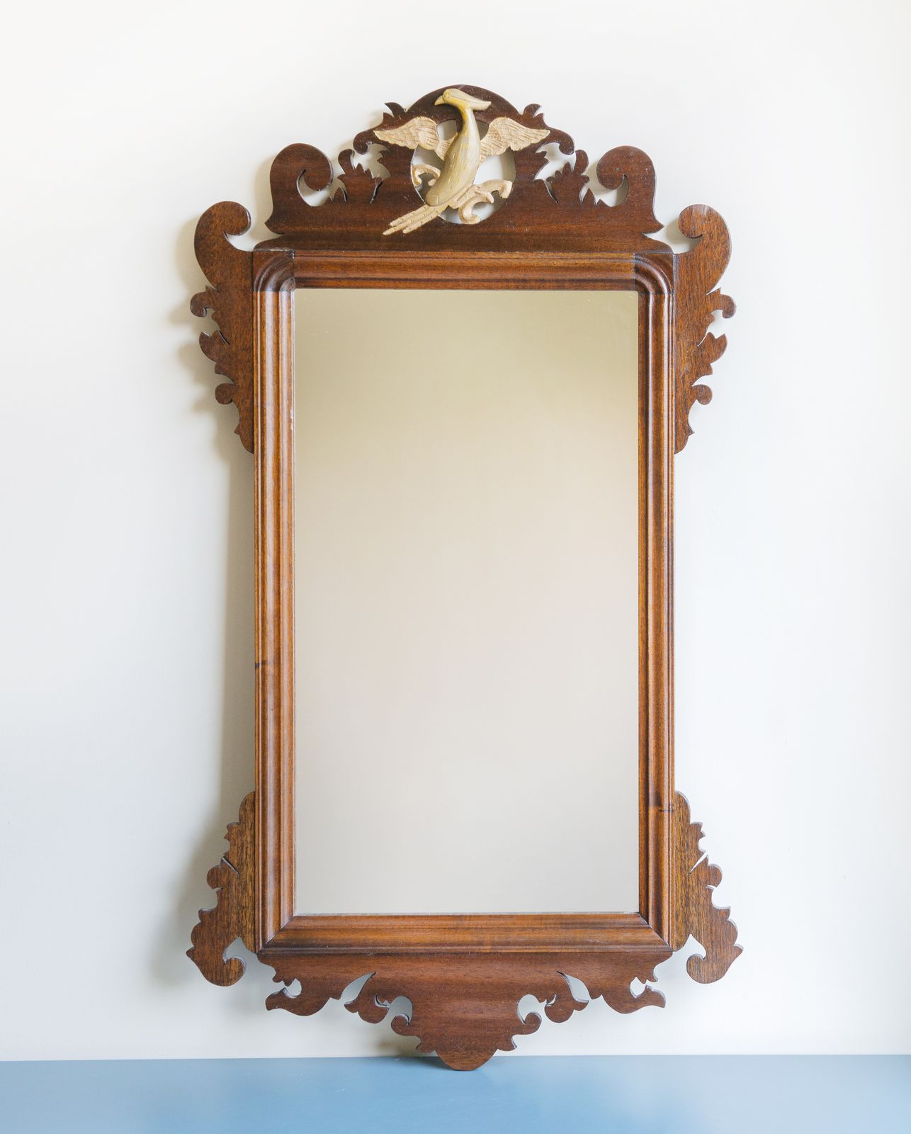 Houten Spiegel Met Fretwerk, Chippendale Schoorsteen­Spiegel, Grote Victoriaanse Wandspiegel, Antieke Sierspiegel photo furniture