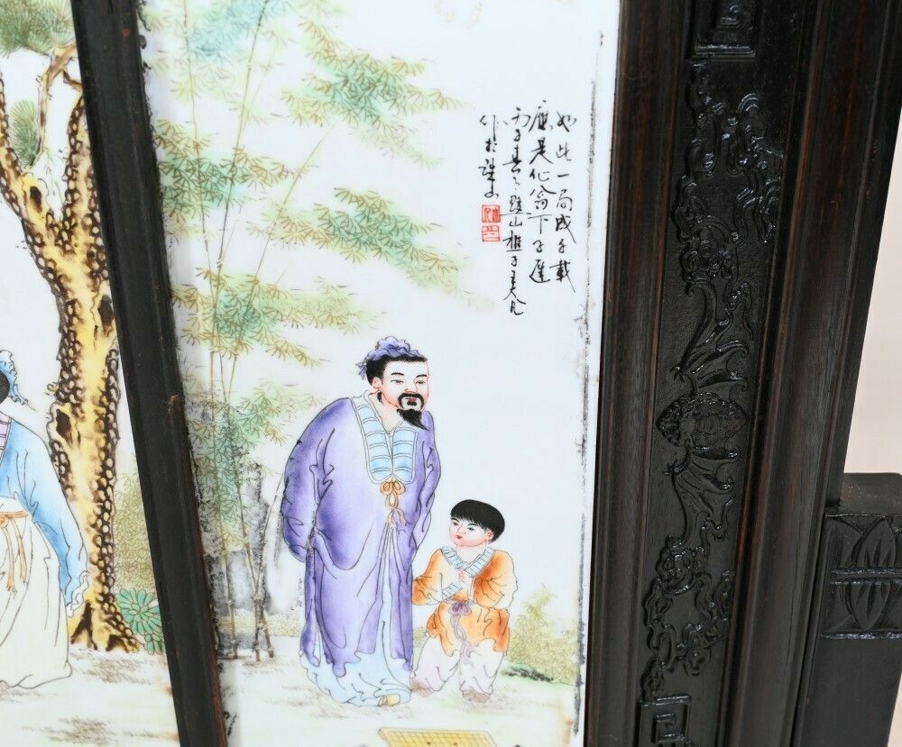 Large Japanese Meiji Porcelain Carved Screen Room Divider photo for sale