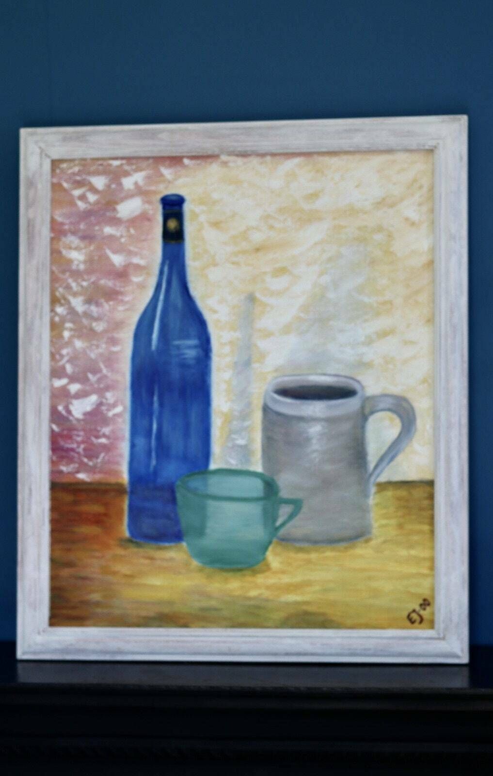 Swedish Mid Century Oil On Canvas " Still Life" Vintage And Framed photo buy