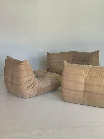 Brown Corduroy Ligne Roset Togo Livingroom Set