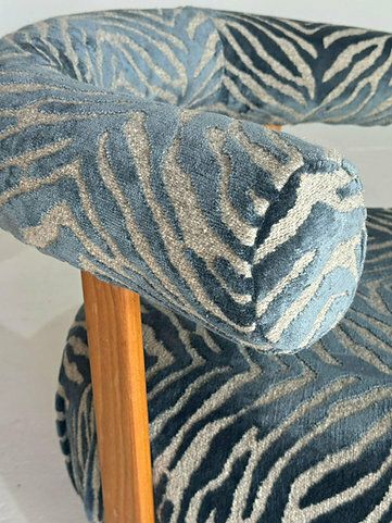 Big, Pine Armchair In Royal Blue Fabric photo for sale