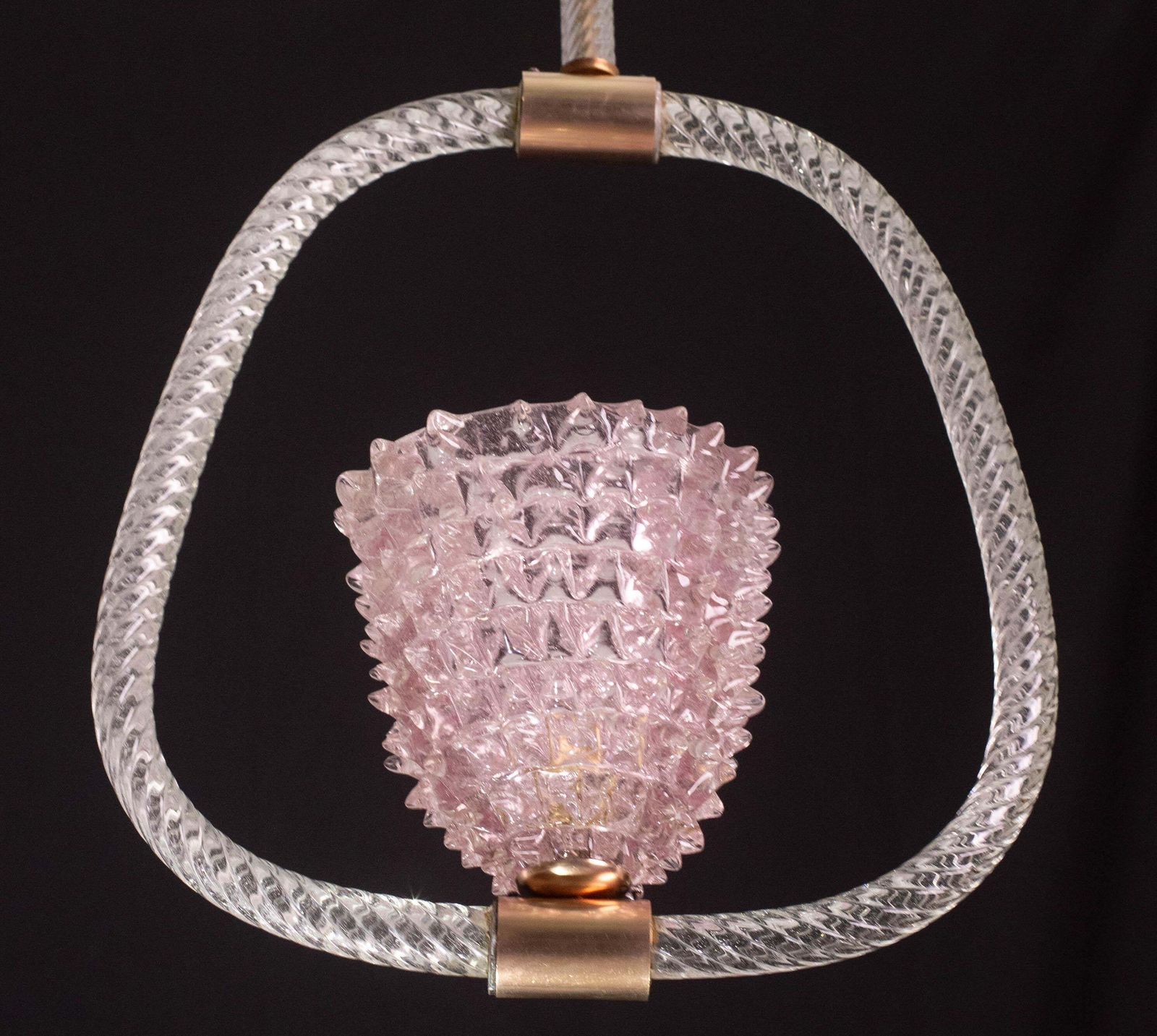 Extraordinary Pink Rostrato Murano Glass Chandelier  By Barovier & Toso, 1940s photo for sale