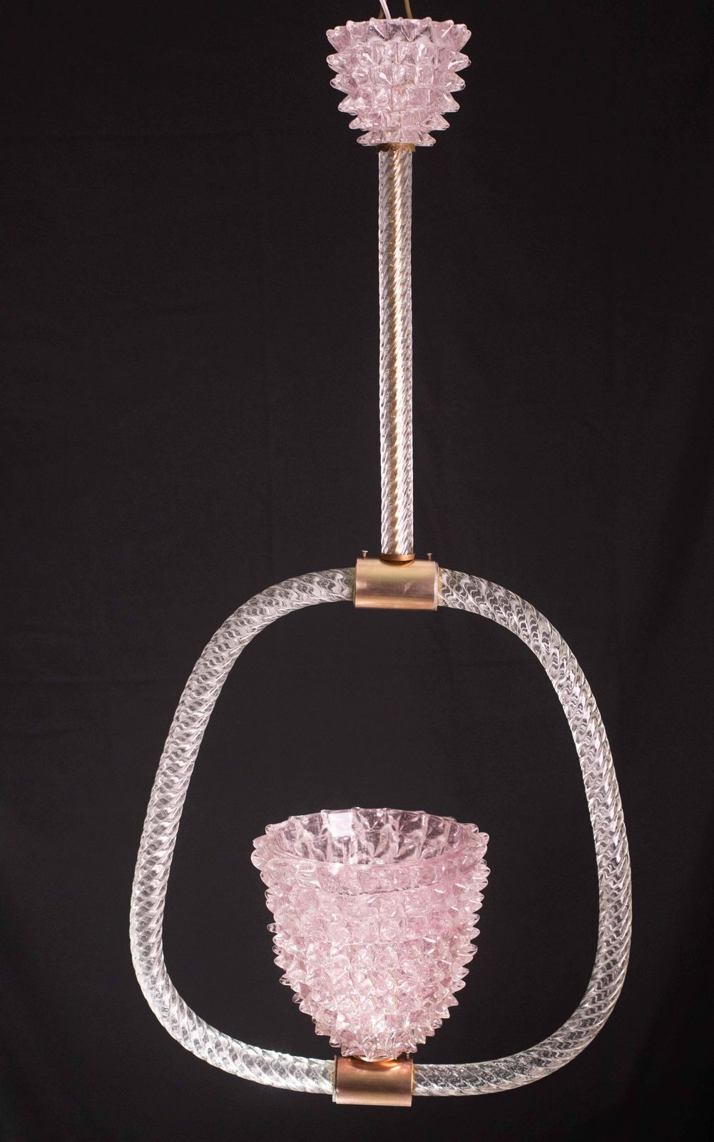 Extraordinary Pink Rostrato Murano Glass Chandelier  By Barovier & Toso, 1940s photo vinterior