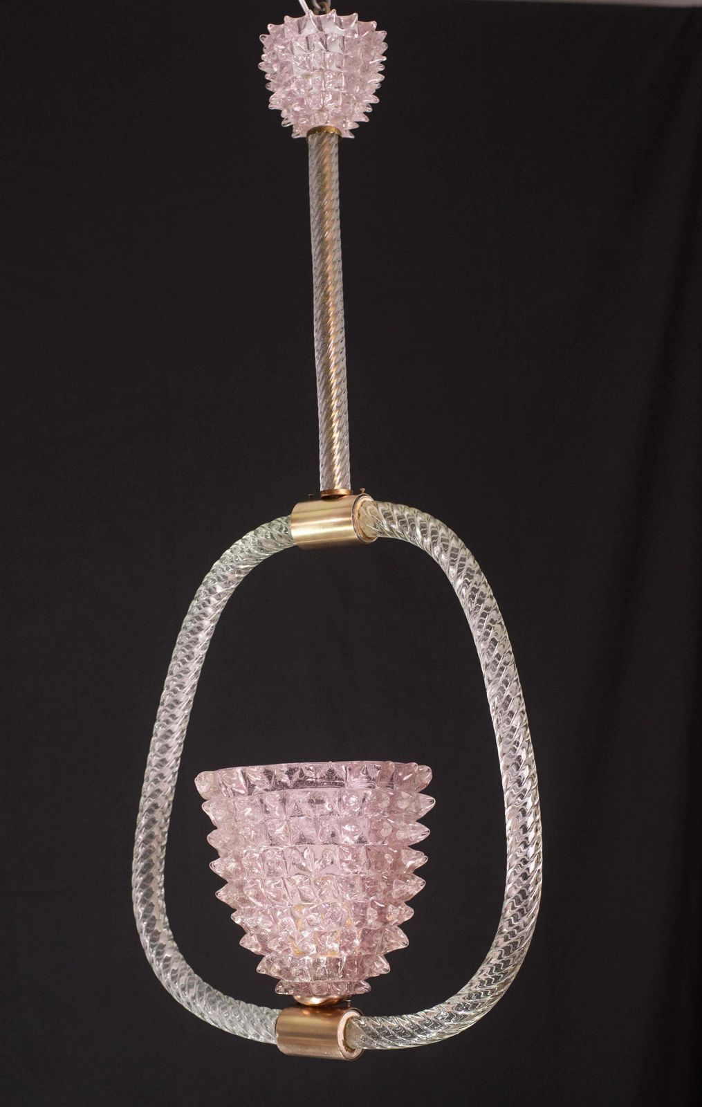 photo buy Extraordinary Pink Rostrato Murano Glass Chandelier  By Barovier & Toso, 1940s
