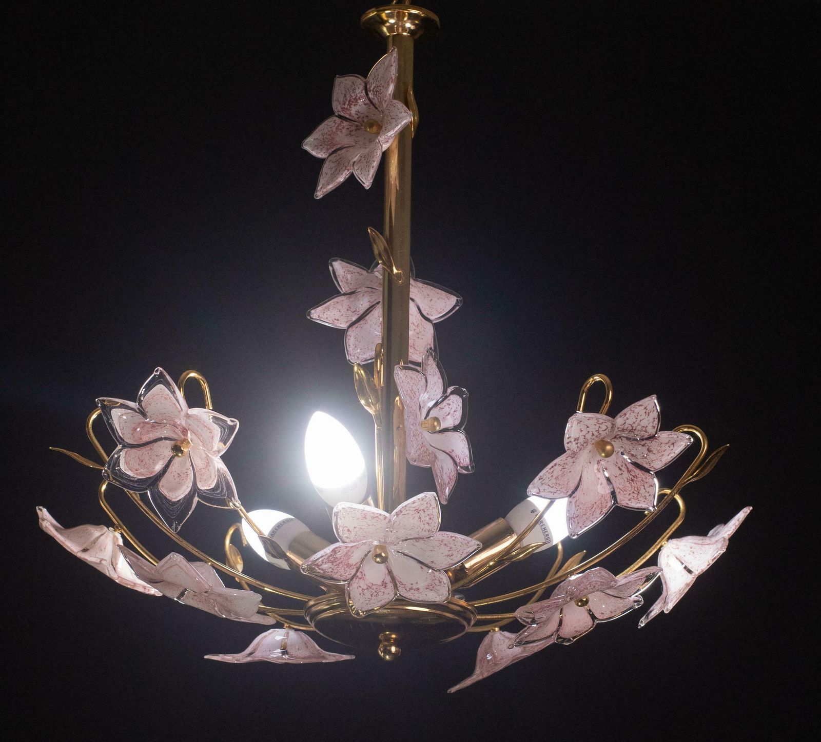 photo furniture Lovely Murano Chandelier Pink Flowers, 1970