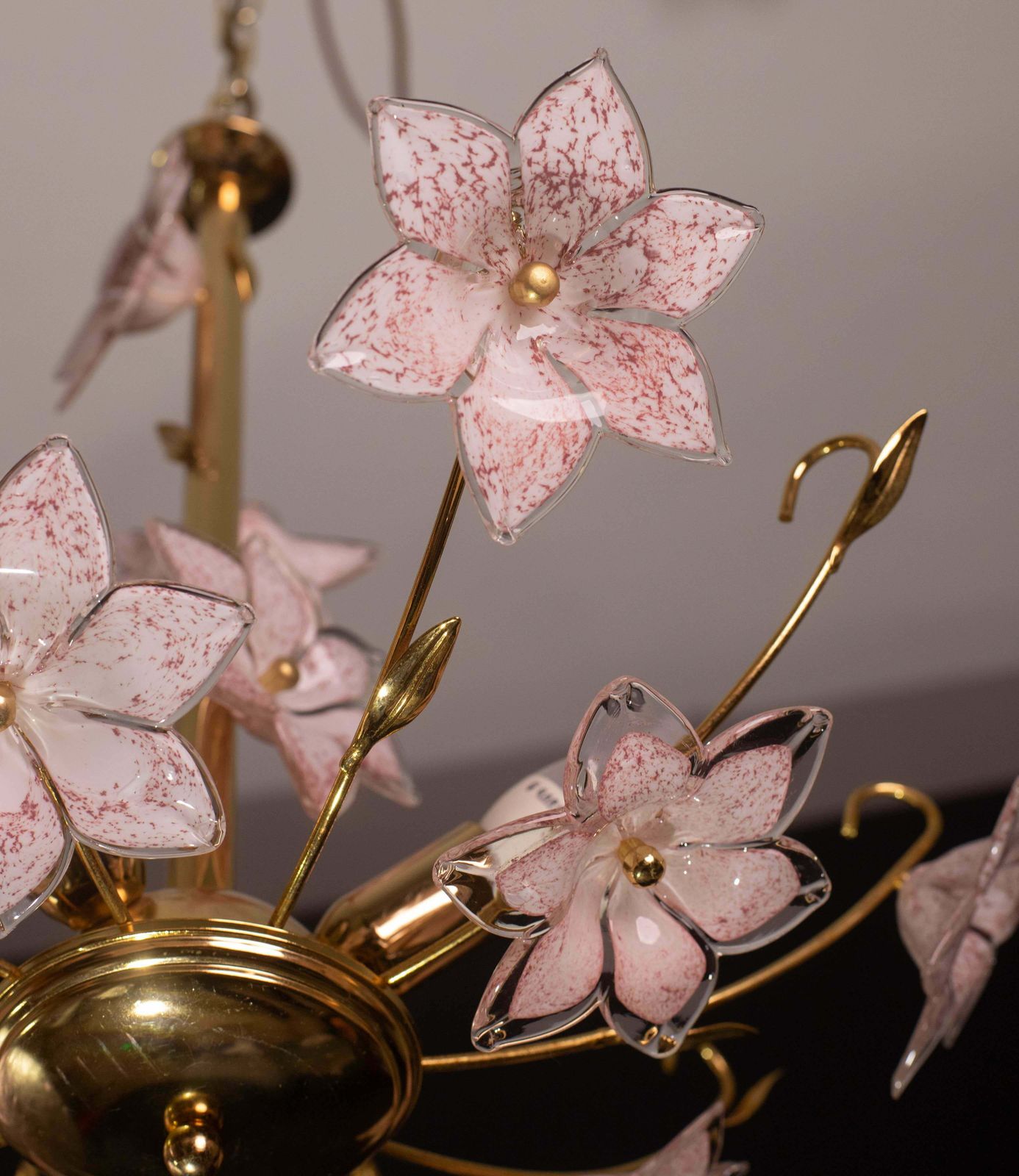 Lighting Lovely Murano Chandelier Pink Flowers, 1970 photo