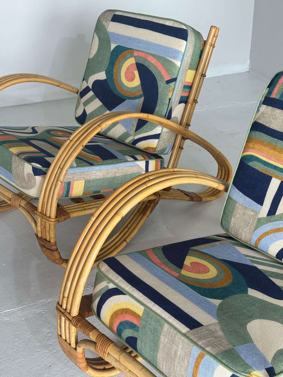 Paar Bamboe Rattan Loungestoelen photo vinterior