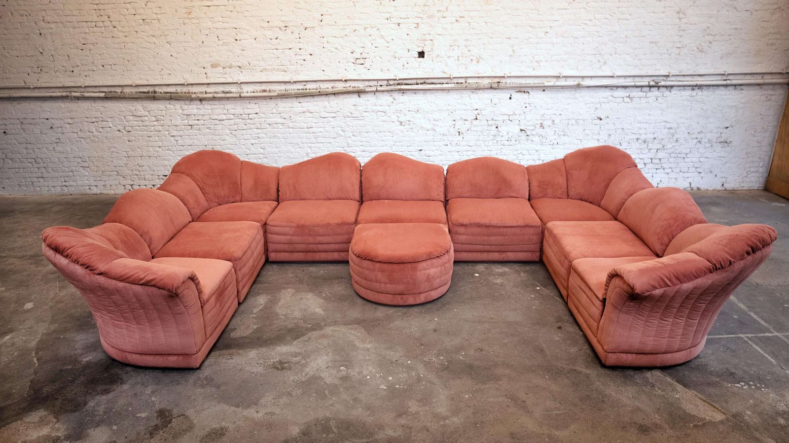 Rare Roche Bobois " Vagues " Element Sofa In Coral Ribbled Fabric photo furniture
