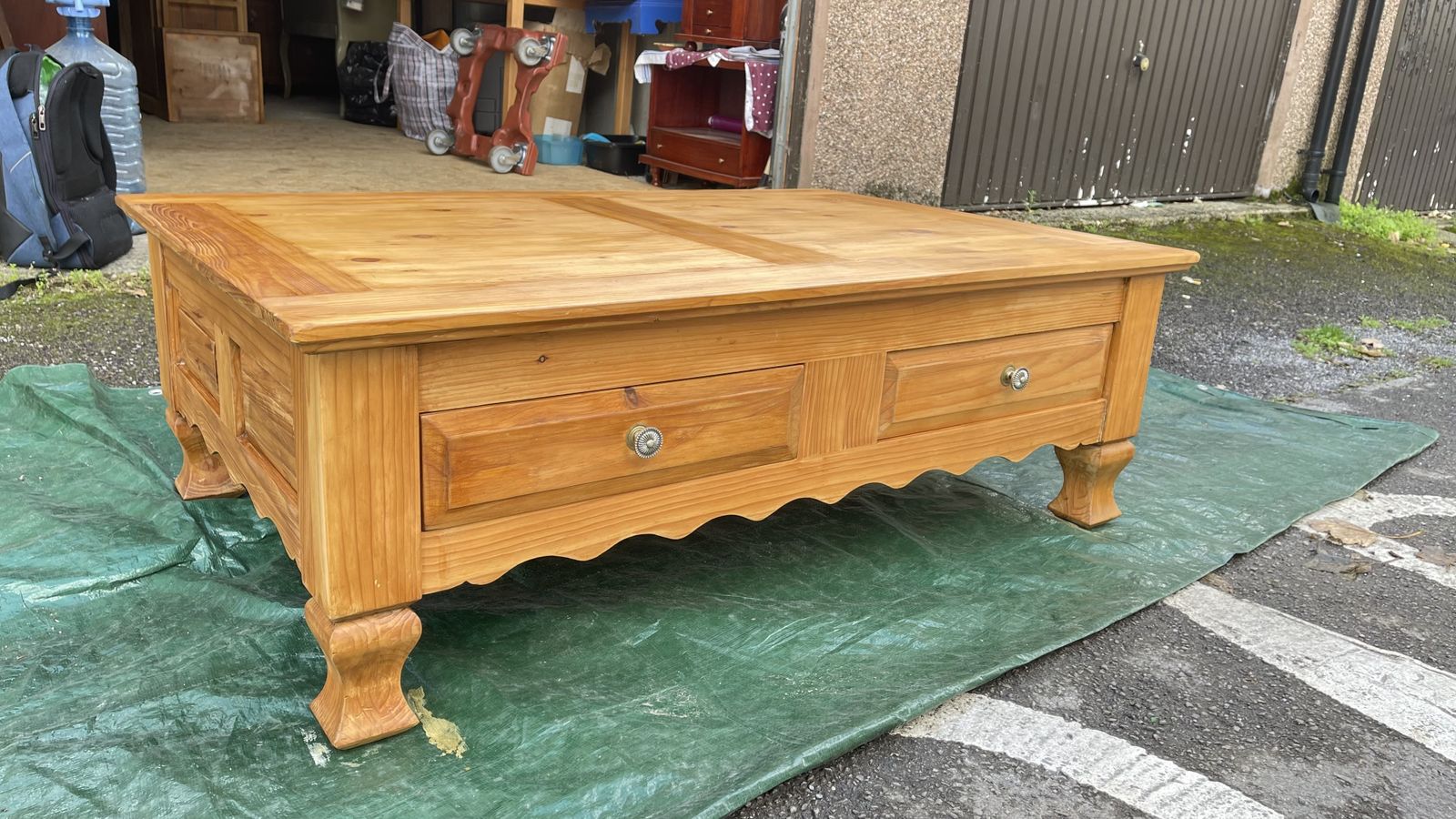 Large Farm Style Solid Pine Coffee Table photo furniture