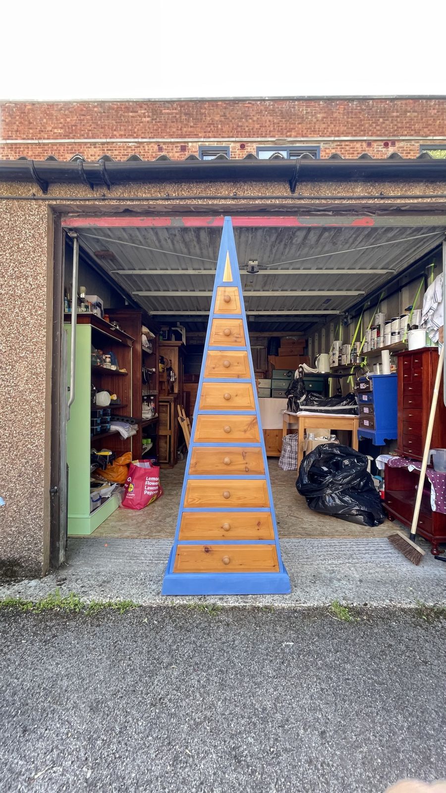 photo for sale Vintage Solid Pine Wooden Pyramid Chest Of Drawers