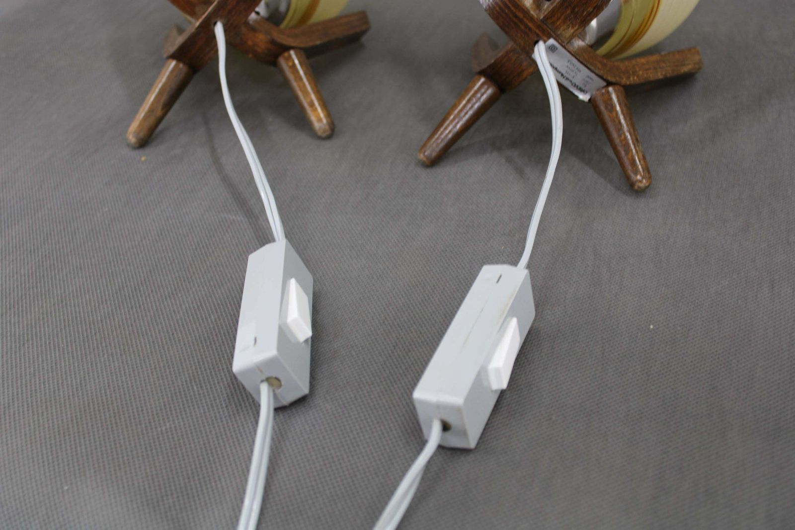 Pair Of Mid Century Wooden Design Table Lamps, By Dřevo Humpolec, 1970's. photo furniture