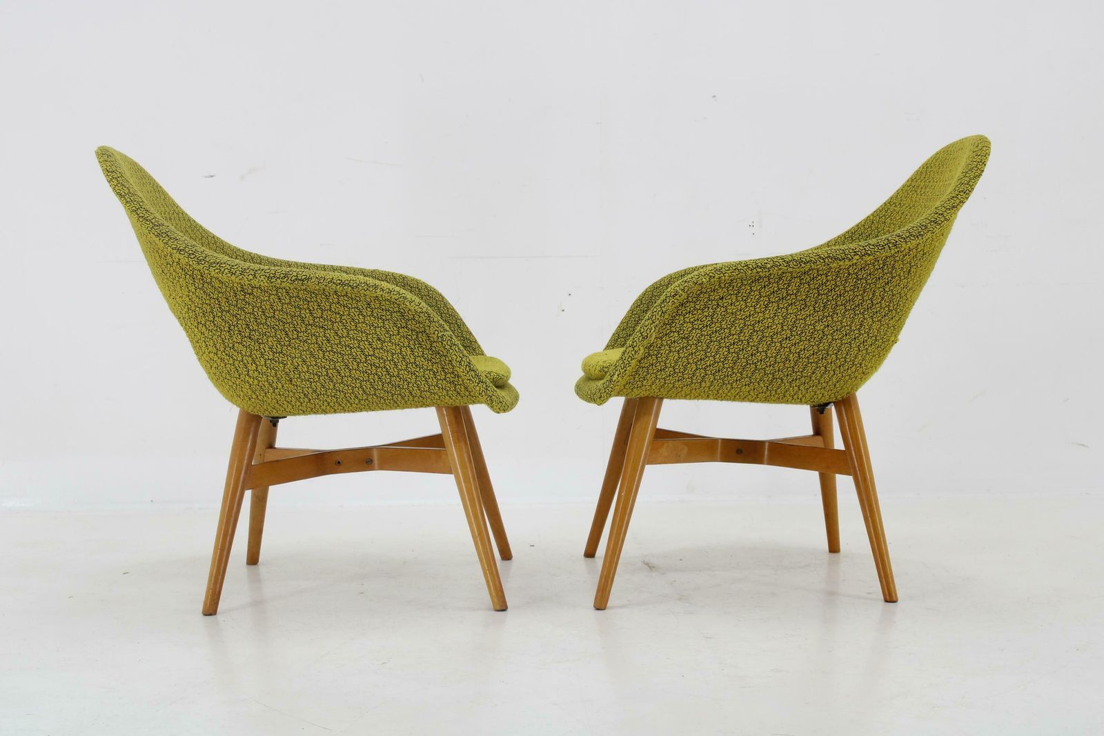 Pair Of 1960s Miroslav Navratil Shell Lounge Chairs, Czechoslovakia photo buy