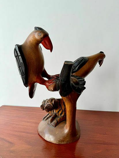 Large Wooden African Bird Sculpture photo furniture