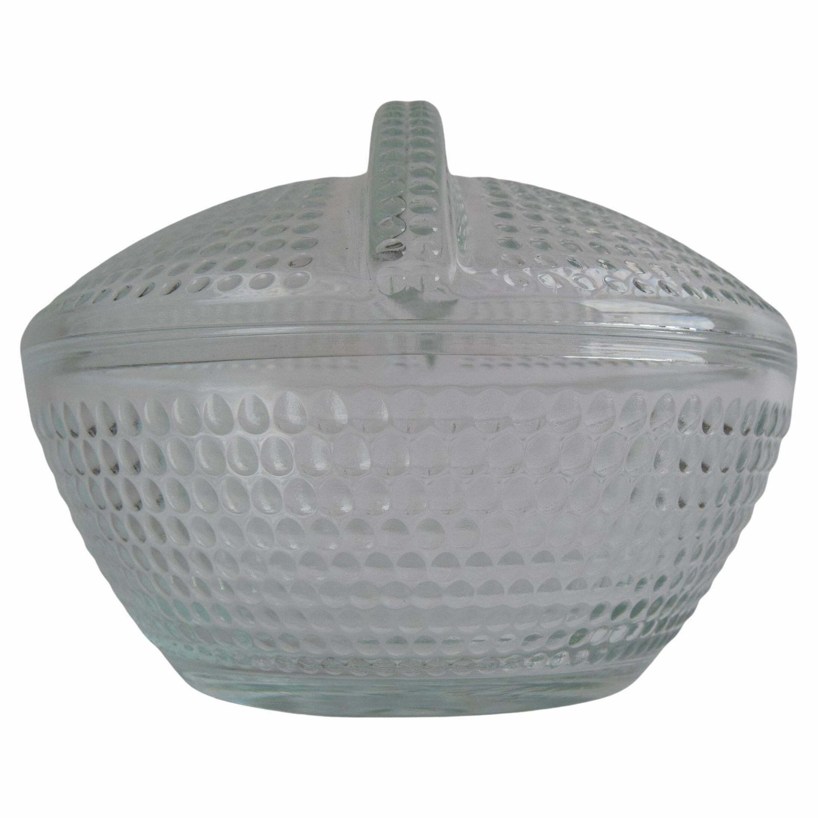 Glass Candy Bowl, Sugar Bowl, By Adolf Matura For Libochovice Glass Factory