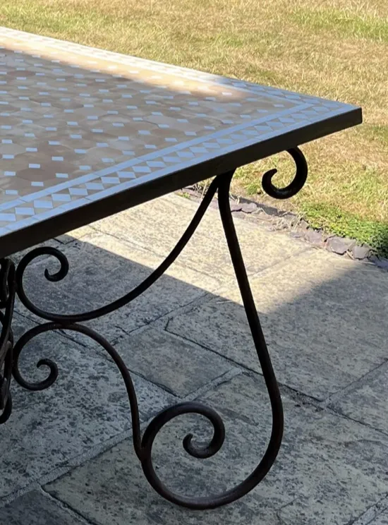 Tavole Calde 160cm Rectangular White And Natural Mosaic Tiled Coffee Table, Iron Base, 2 Products. New But Unused Old Stock