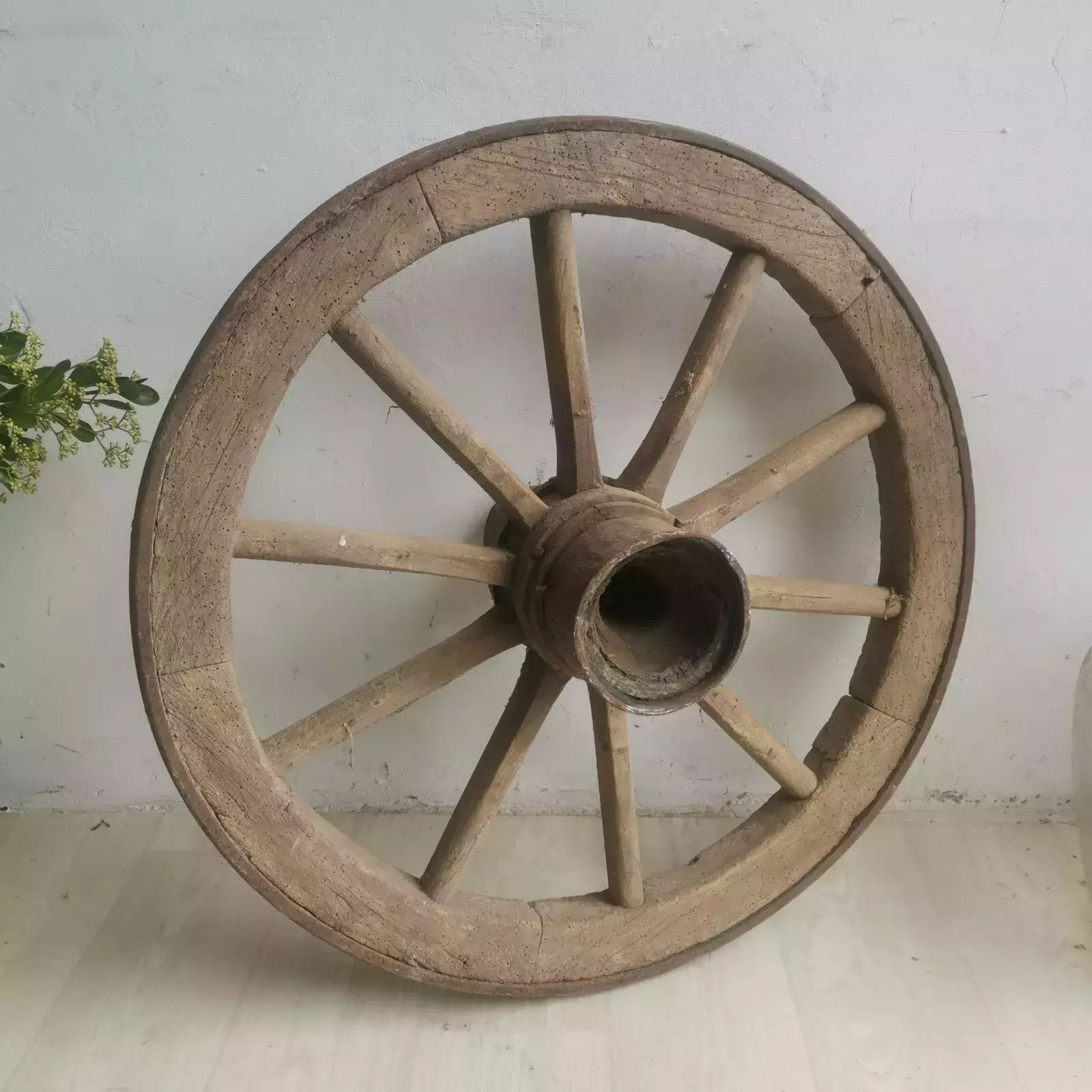 Vintage Antique Rustic Large Wooden Wagon Cart Wheel Home Garden Decor Hungarian photo furniture