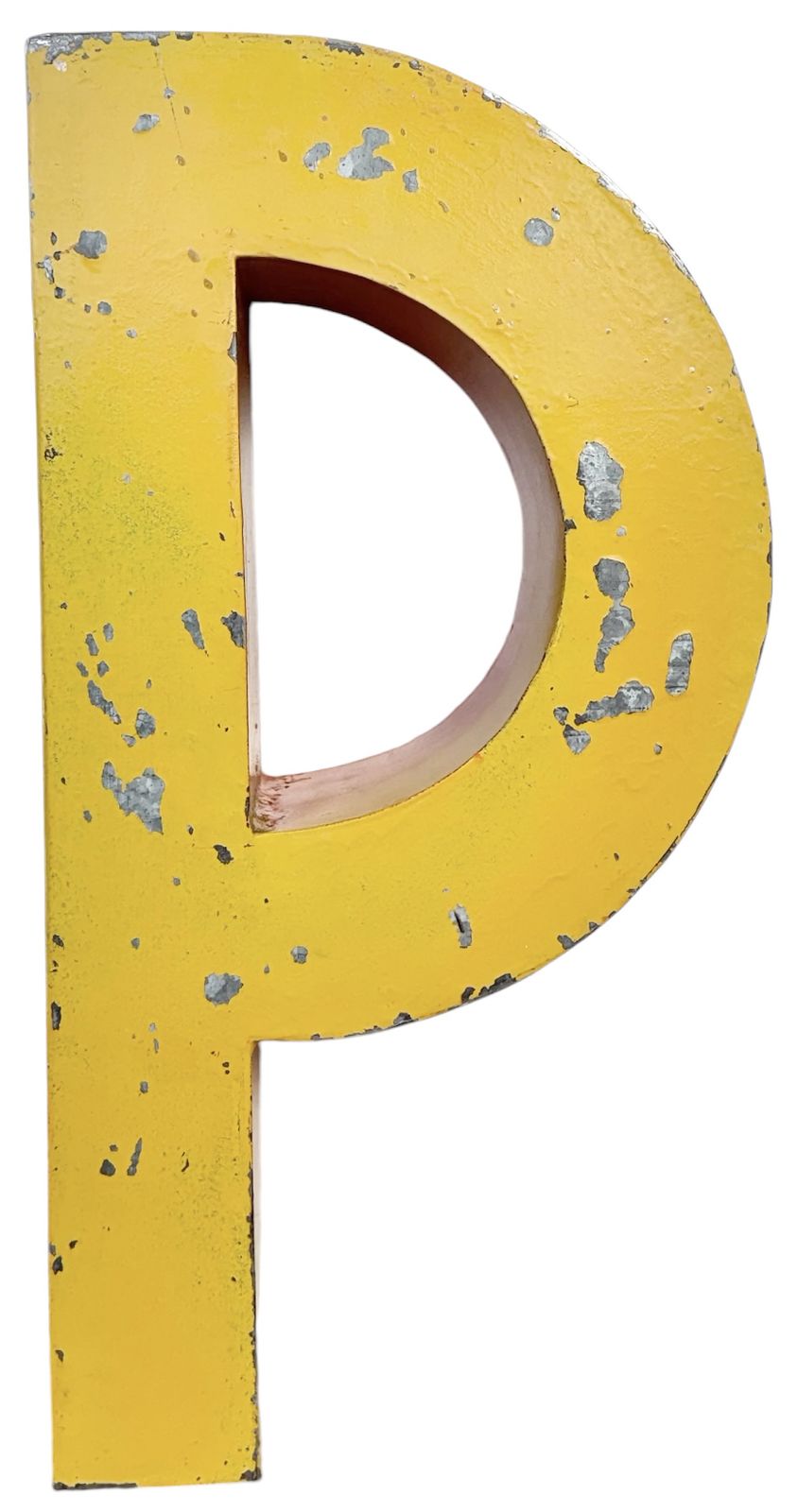 Large Vintage Yellow Iron Facade Letter P, 1960s