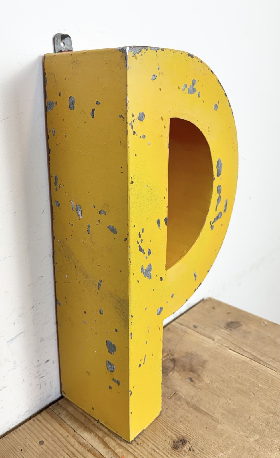 Large Vintage Yellow Iron Facade Letter P, 1960s photo 159.0